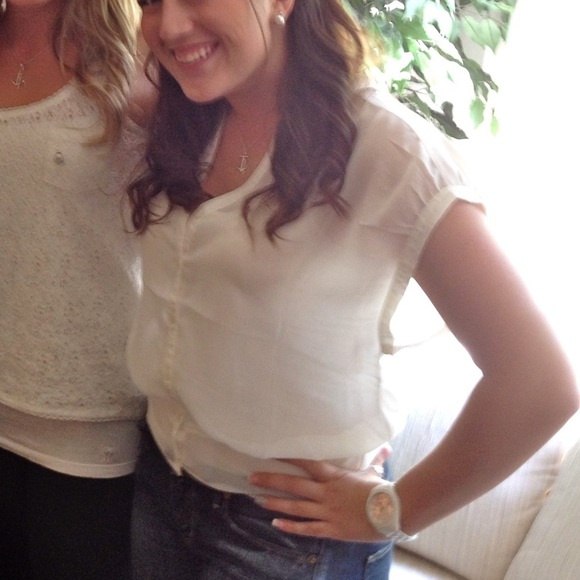 Frenchi Tops - Frenchi from Nordstrom Sheet White Blouse